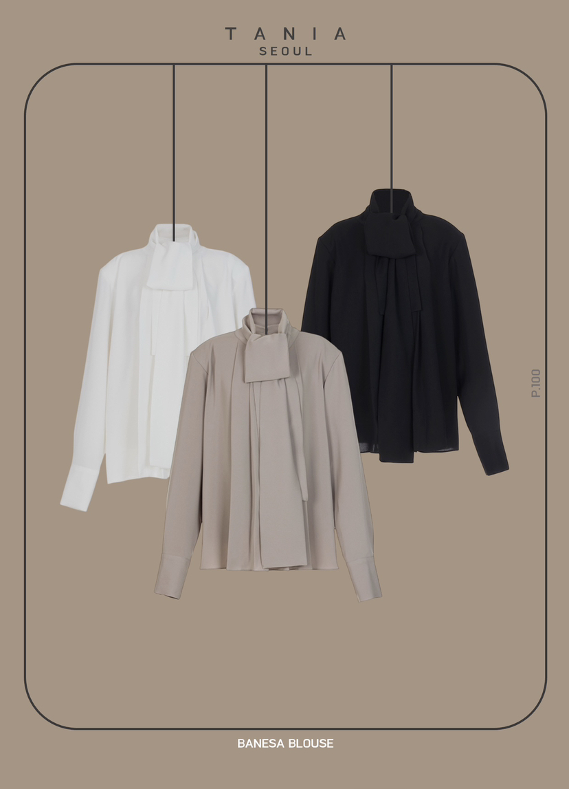 TANIA韓國代購㊣女裝新品25秋冬休閑人氣熱賣襯衫蕾絲衫含圍巾TANIA襯衫/蕾絲衫