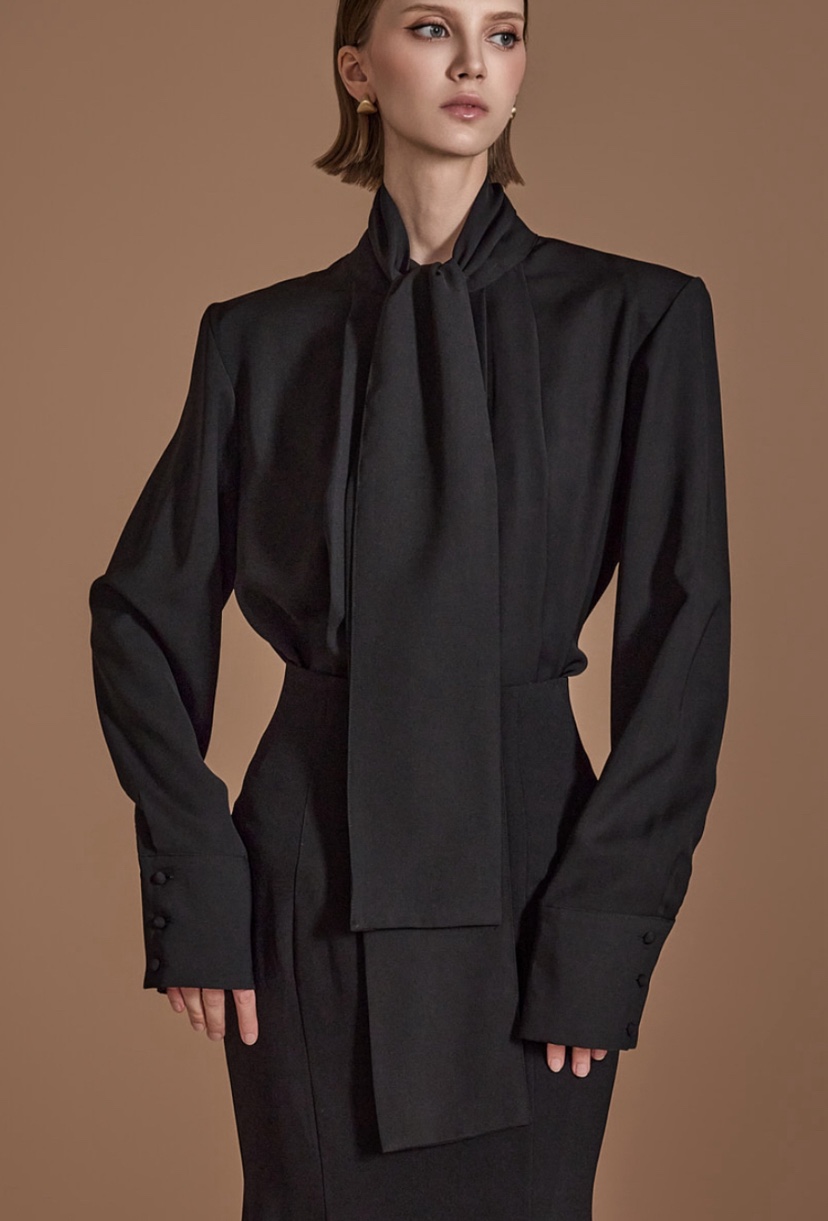 TANIA韓國代購㊣女裝新品25秋冬休閑人氣熱賣襯衫蕾絲衫含圍巾TANIA襯衫/蕾絲衫