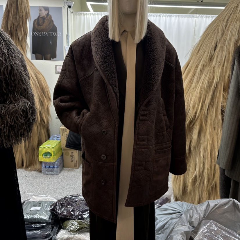 ONEBYTWO東大門㊣代購女士新款25秋冬職業熱賣中長款大衣披肩ONE BY TWO中長款大衣圖色1