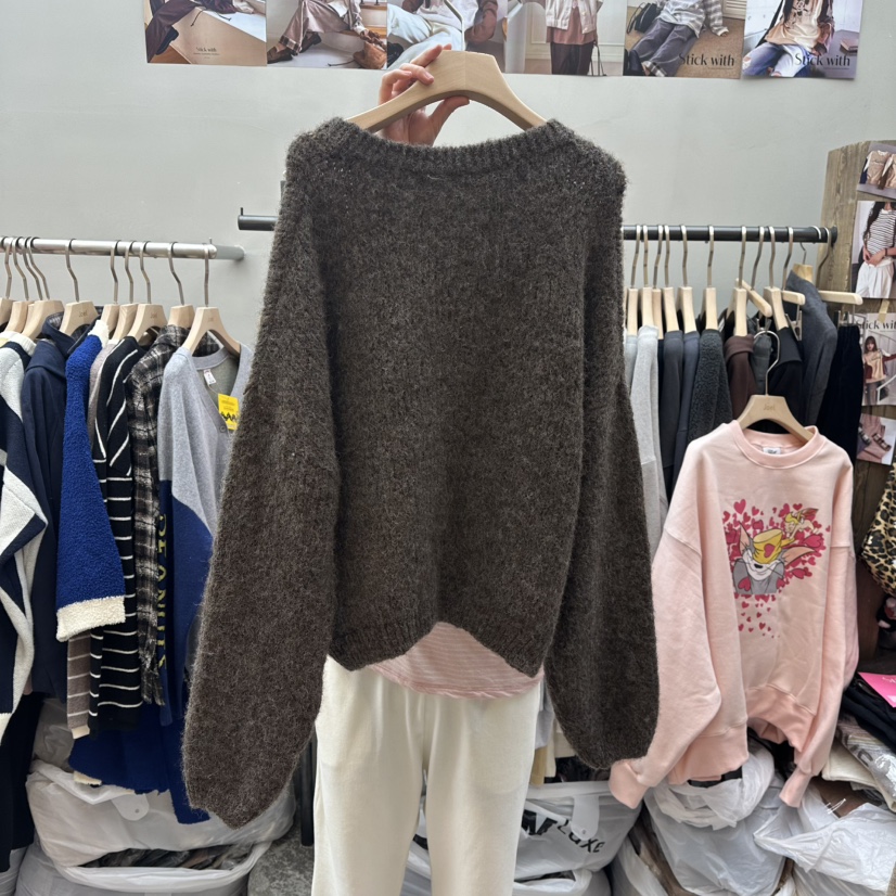 STICK WITH韓國直郵㊣女裝新款推薦職業25秋冬真品休閑針織衫STICK WITH針織衫