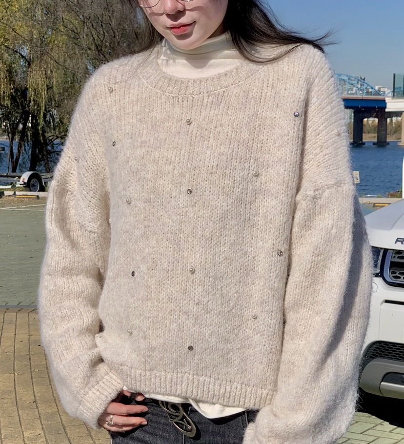 STICK WITH韓國直郵㊣女裝新款推薦職業25秋冬真品休閑針織衫STICK WITH針織衫