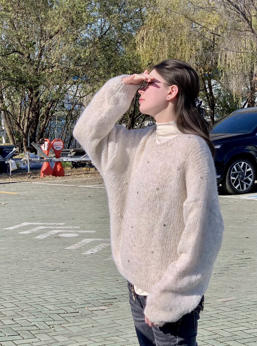 STICK WITH韓國直郵㊣女裝新款推薦職業25秋冬真品休閑針織衫STICK WITH針織衫