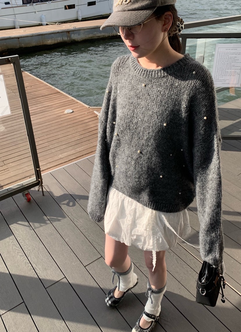 STICK WITH韓國直郵㊣女裝新款推薦職業25秋冬真品休閑針織衫STICK WITH針織衫