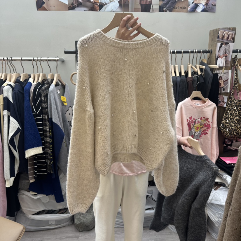 STICK WITH韓國直郵㊣女裝新款推薦職業25秋冬真品休閑針織衫STICK WITH針織衫圖色1