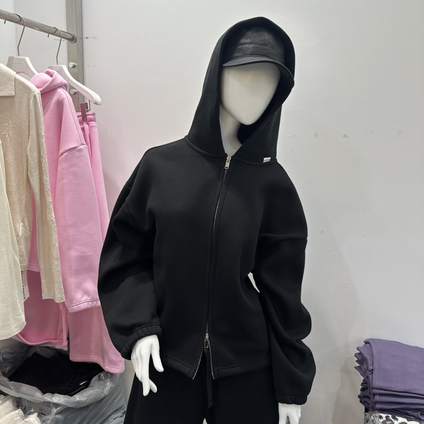 VISUAL SPACE韓國代購㊣女裝新款25秋冬衛衣加絨抓絨拉鏈連帽VISUAL SPACE衛衣圖色2