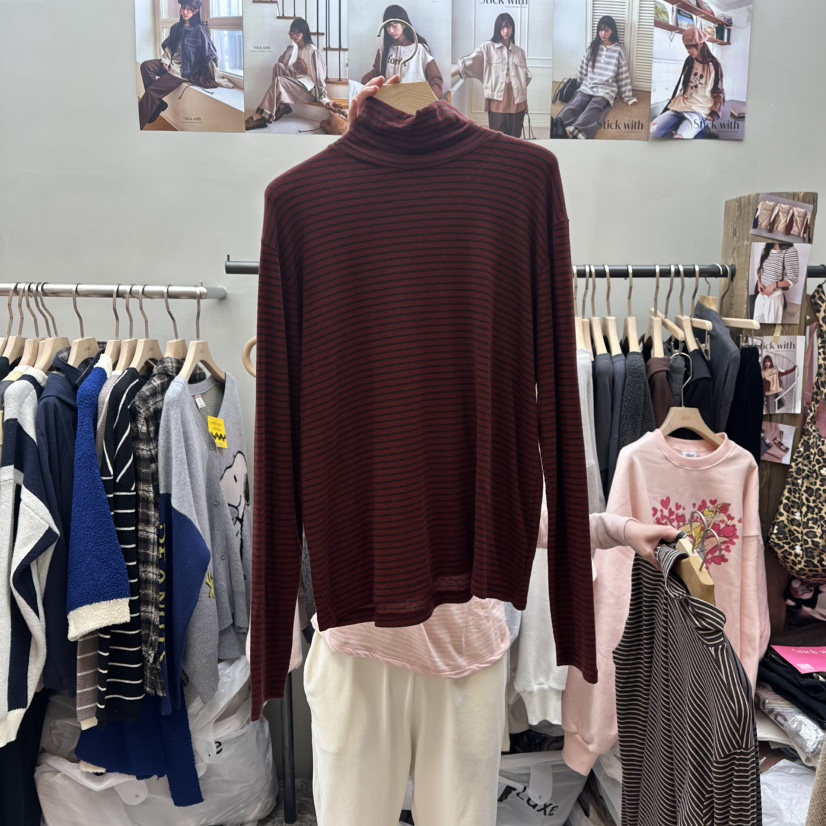 STICK WITH韓國代購㊣女士新品真品熱賣職業人氣25秋冬長袖T恤STICK WITH長袖T恤圖色3