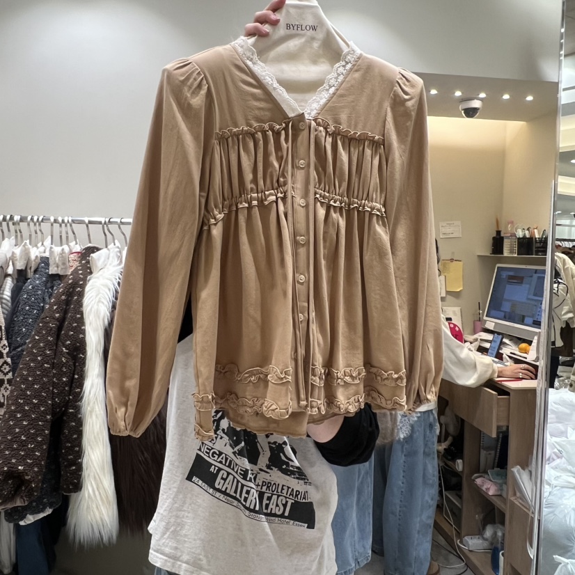 BY FLOW東大門㊣直郵女士新款休閑真品推薦人氣襯衫蕾絲衫BY FLOW襯衫/蕾絲衫圖色1