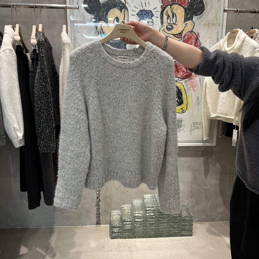 LAMAGIEPIE韓國代購㊣女裝新款25秋冬人氣時尚推薦熱賣針織衫LAMAGIE GREY針織衫圖色2