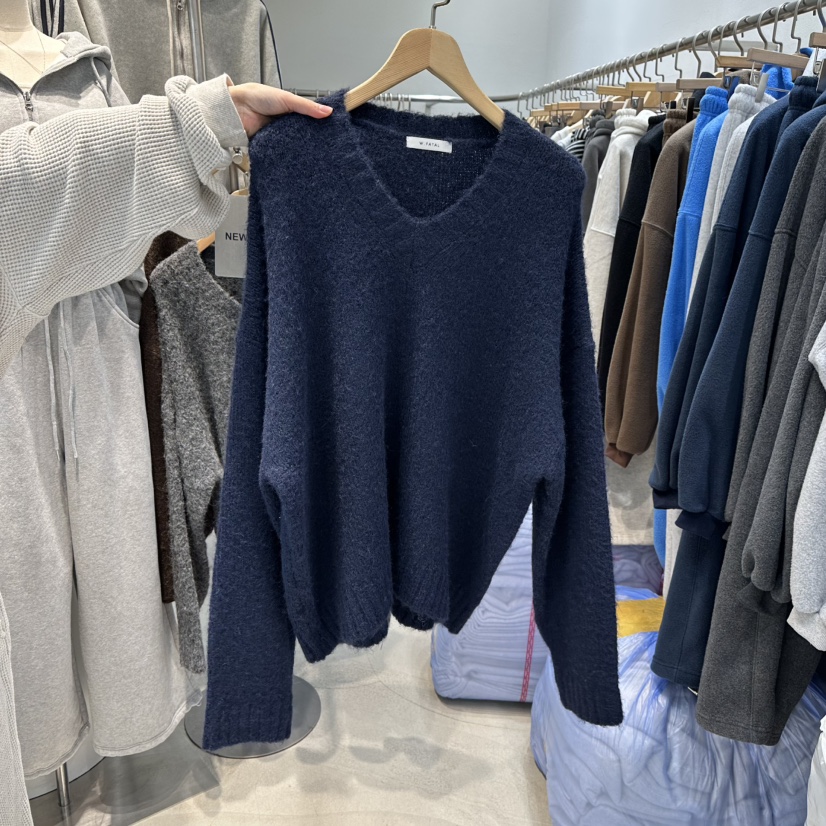 W.FATAL韓國代購㊣女士新品職業休閑25秋冬針織衫馬海毛V領W.FATAL針織衫圖色1