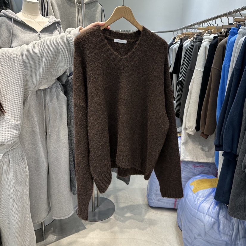 W.FATAL韓國代購㊣女士新品職業休閑25秋冬針織衫馬海毛V領W.FATAL針織衫圖色2