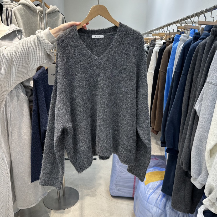 W.FATAL韓國代購㊣女士新品職業休閑25秋冬針織衫馬海毛V領W.FATAL針織衫圖色3