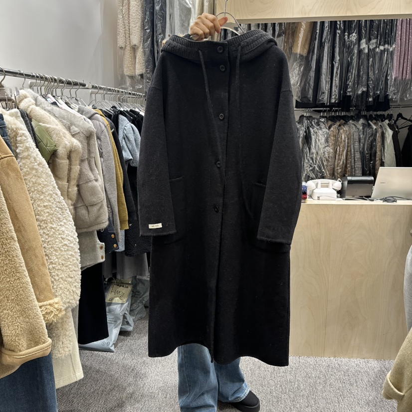 ANNA VERRY-P韓國直郵㊣女士新品休閑人氣中長款大衣兜帽ANNA VERRY-P中長款大衣圖色2