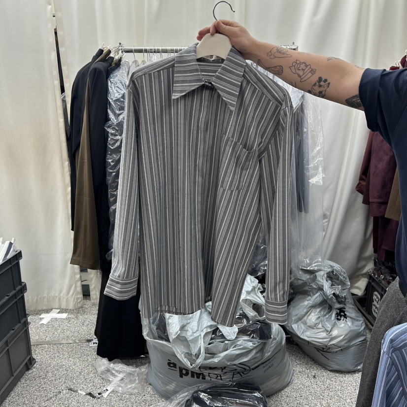 ONEBYTWO韓國直郵㊣女裝新品真品熱賣推薦25秋冬襯衫蕾絲衫條紋ONE BY TWO襯衫/蕾絲衫圖色1