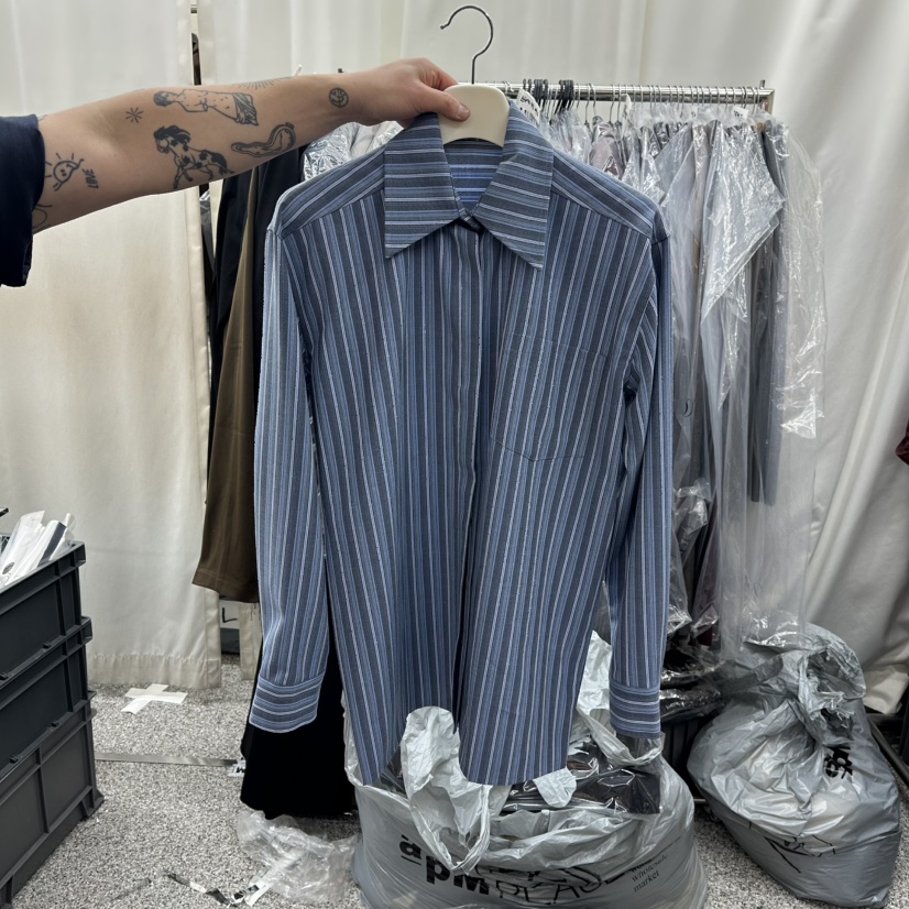 ONEBYTWO韓國直郵㊣女裝新品真品熱賣推薦25秋冬襯衫蕾絲衫條紋ONE BY TWO襯衫/蕾絲衫圖色3