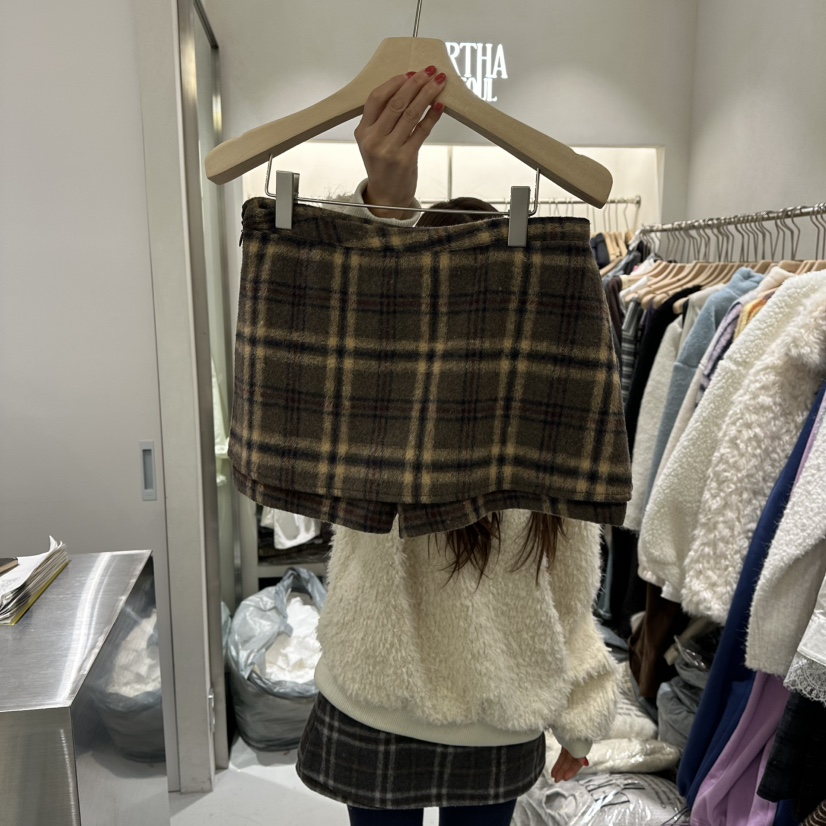 BERTHA韓國代購㊣女士新品熱賣25秋冬休閑真品人氣裙褲格紋BERTHA裙褲