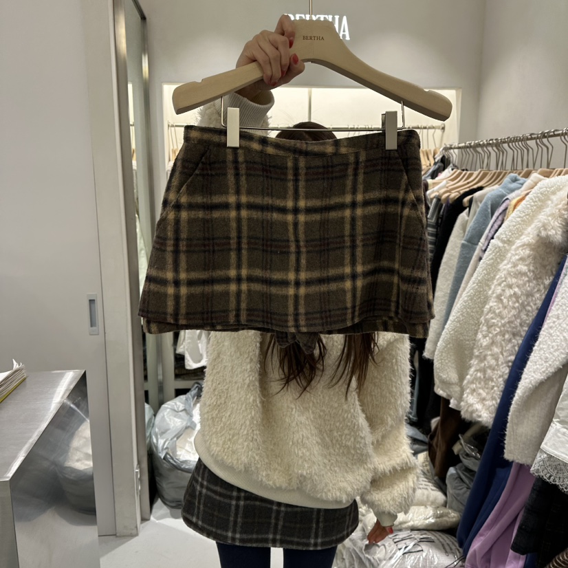 BERTHA韓國代購㊣女士新品熱賣25秋冬休閑真品人氣裙褲格紋BERTHA裙褲圖色2
