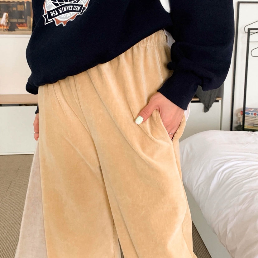 STICK WITH東大門㊣實拍女士新品推薦休閑時尚休閑褲絲絨褲STICK WITH休閑褲