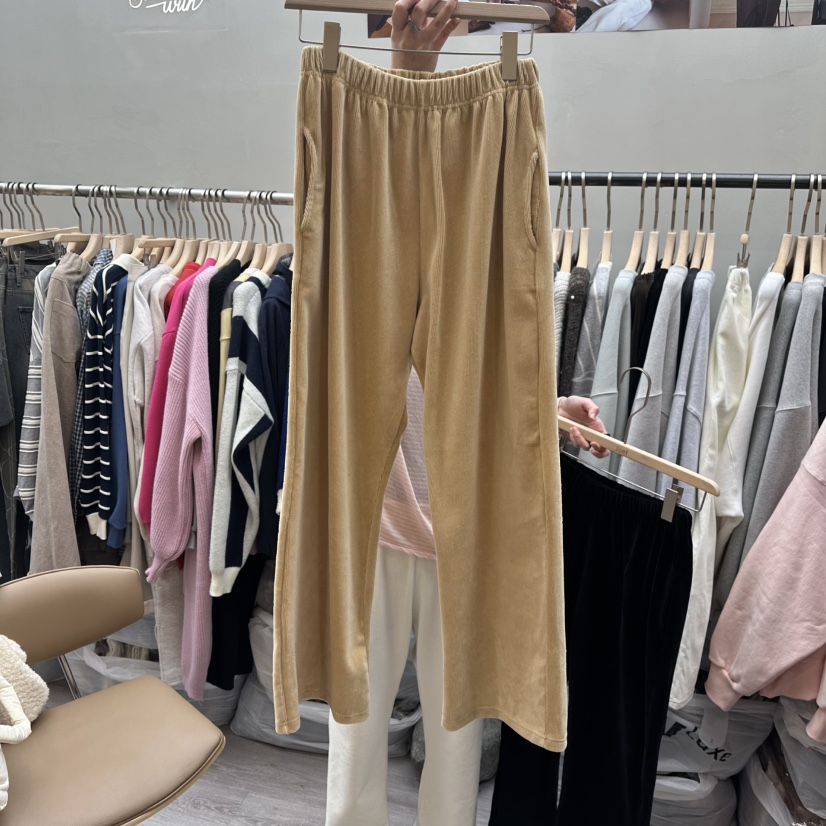 STICK WITH東大門㊣實拍女士新品推薦休閑時尚休閑褲絲絨褲STICK WITH休閑褲圖色3