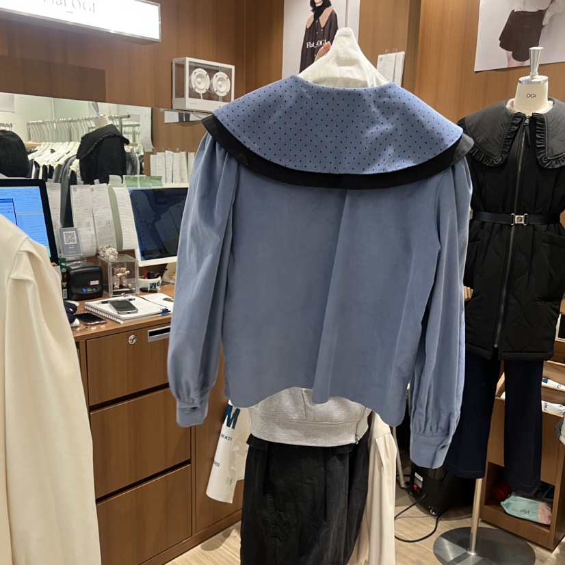 OGI韓國代購㊣女裝新品熱賣真品人氣休閑時尚推薦襯衫蕾絲衫FLat OGI襯衫/蕾絲衫