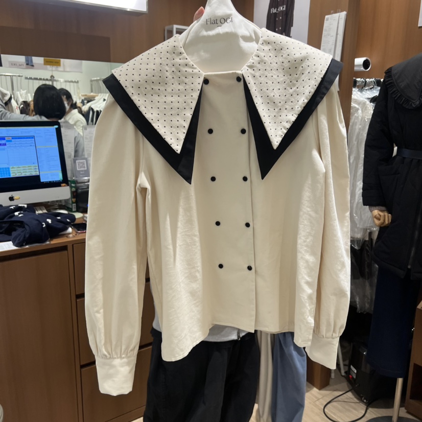 OGI韓國代購㊣女裝新品熱賣真品人氣休閑時尚推薦襯衫蕾絲衫FLat OGI襯衫/蕾絲衫圖色2