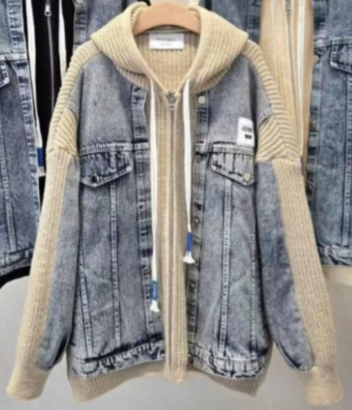 HOT PLACE韓國代購㊣女士新款推薦人氣夾克假兩件雙面連帽HOT PLACE_ISSUE/DREAM GIRIS夾克圖色1