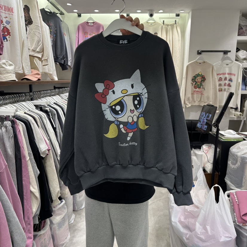 EVE東大門㊣實拍女裝新款熱賣人氣休閑時尚真品推薦衛衣加絨EVE衛衣圖色3