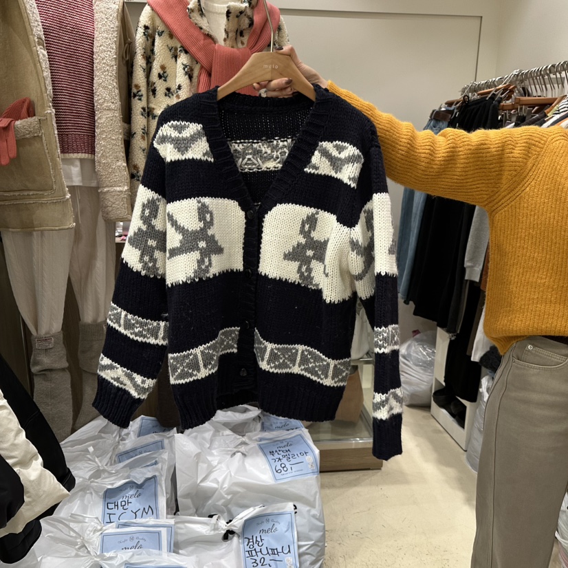 MELO韓國直郵㊣女士新款人氣職業25秋冬熱賣時尚針織衫開衫MELO針織衫圖色2