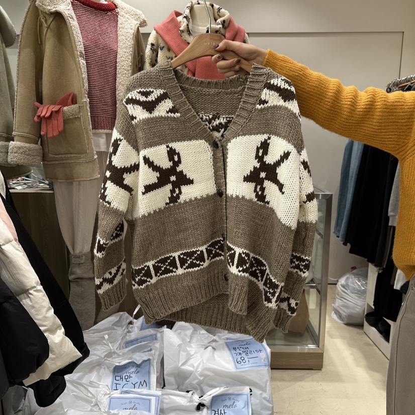 MELO韓國直郵㊣女士新款人氣職業25秋冬熱賣時尚針織衫開衫MELO針織衫圖色3