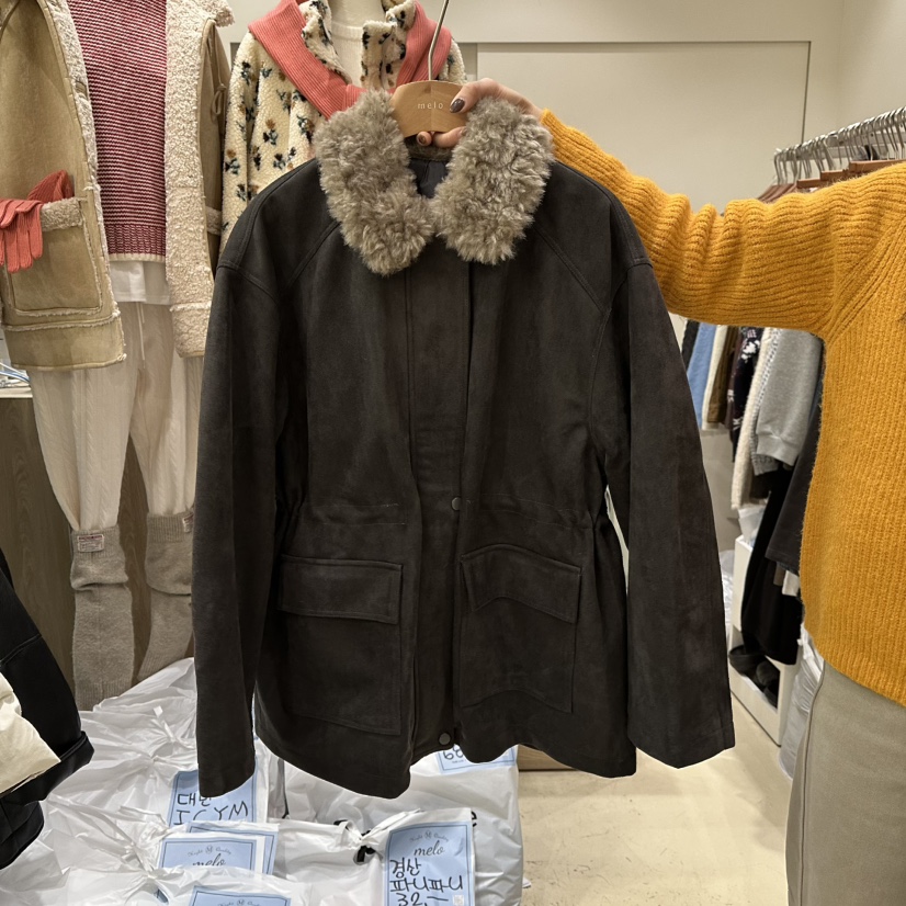 MELO東大門㊣直郵女士新款真品熱賣短款羽絨服中長款皮草鴨絨MELO短款羽絨服圖色2