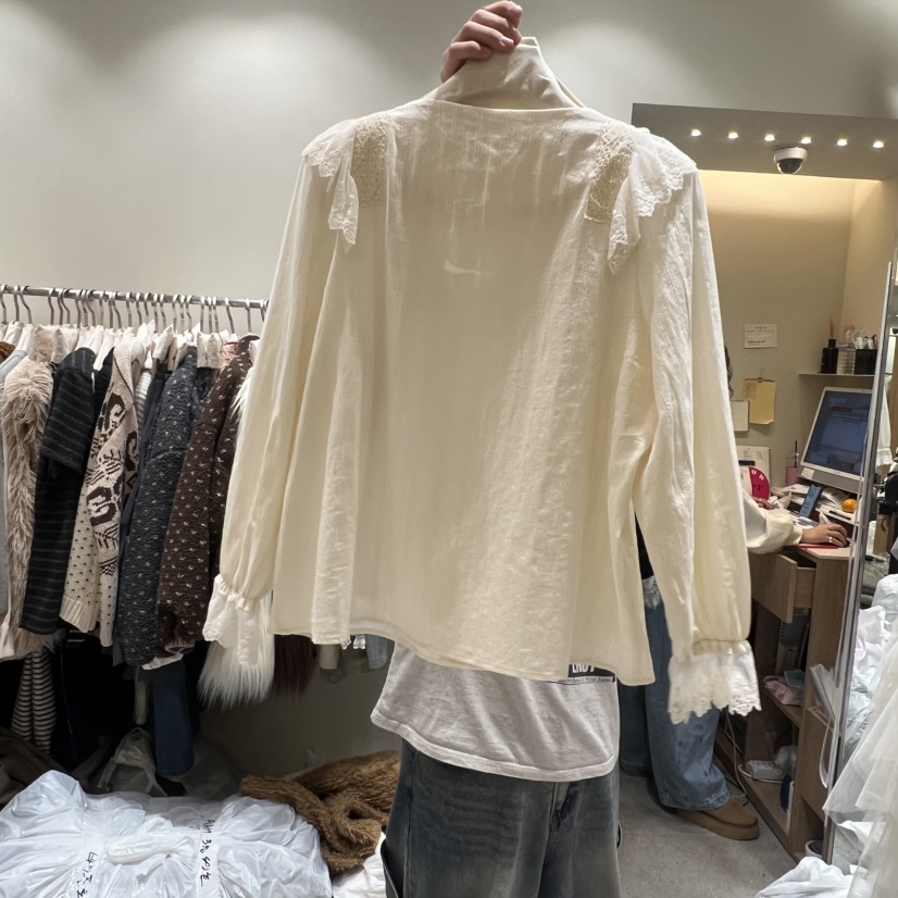 BY FLOW東大門㊣代購女裝新款推薦25秋冬休閑真品襯衫蕾絲衫BY FLOW襯衫/蕾絲衫