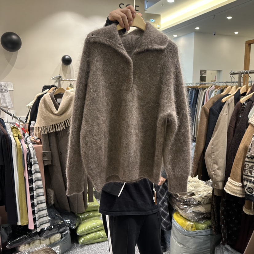 SOF東大門㊣實拍女士新款人氣真品熱賣25秋冬針織衫馬海毛紐扣SOF針織衫圖色2