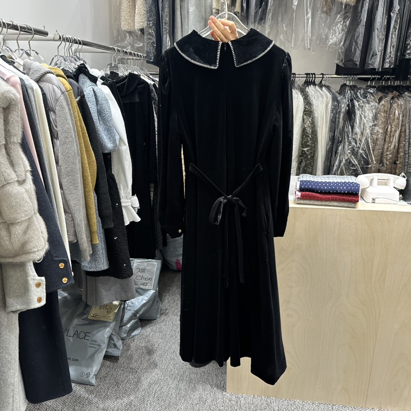 ANNA VERRY-P東大門㊣代購女裝新款熱賣連衣裙天鵝絨刺繡ANNA VERRY-P連衣裙