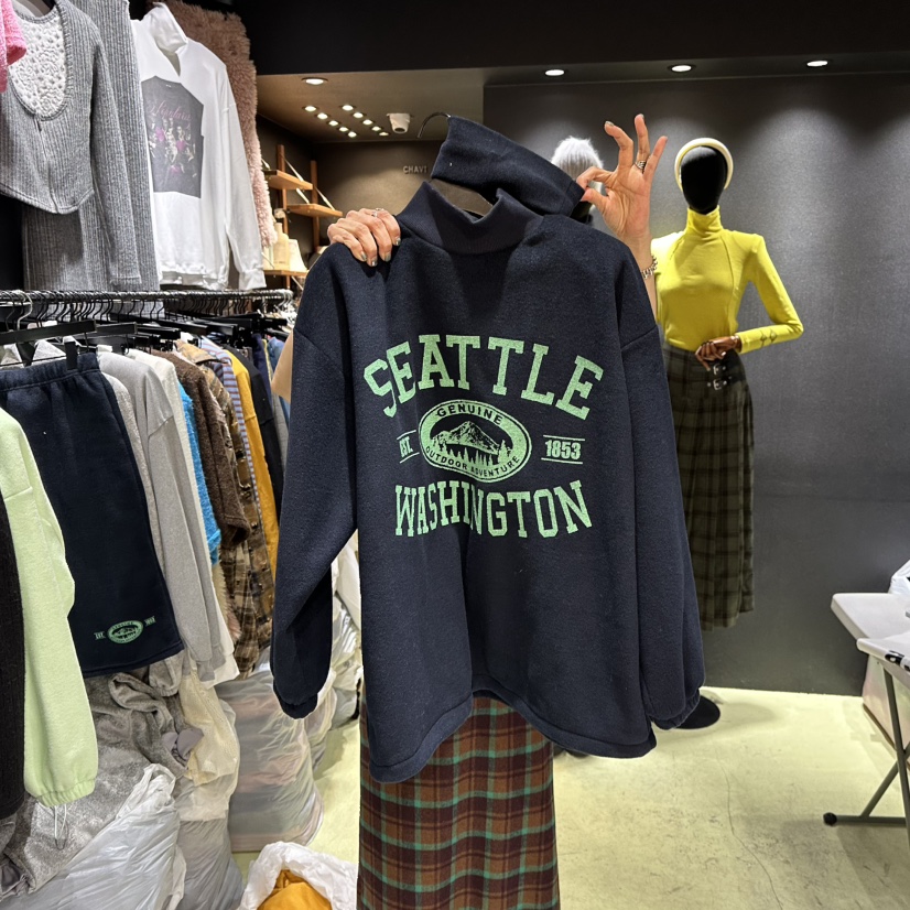 CHAVI東大門㊣實拍女裝新款時尚熱賣真品休閑25秋冬衛衣含頭飾CHAVI衛衣圖色2