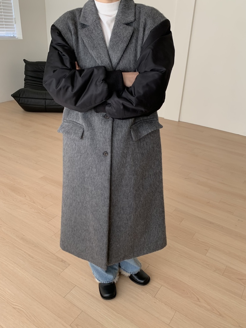 LOVE MY SANTA韓國代購㊣女士新款推薦時尚人氣中長款大衣Santa/LOVE MY SANTA中長款大衣圖色1