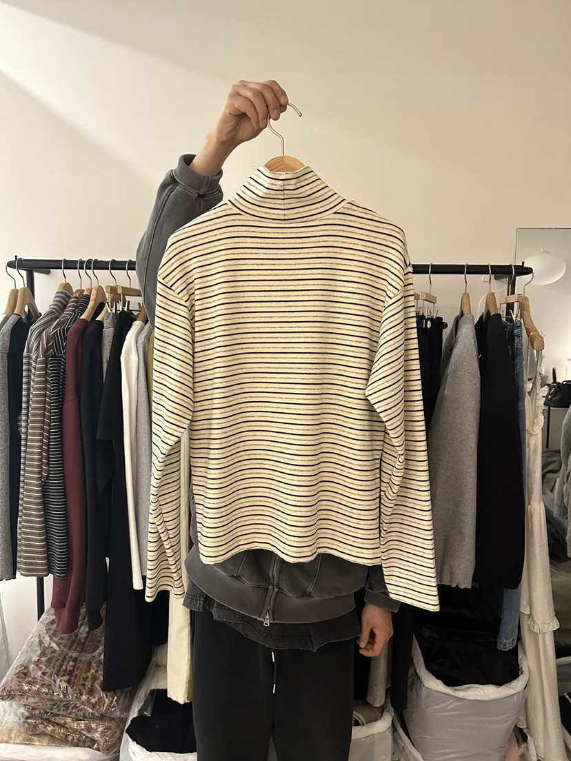 AS THOUGHT東大門㊣代購女裝新款推薦熱賣25秋冬長袖T恤條紋AS THOUGHT長袖T恤