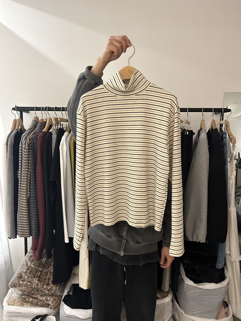 AS THOUGHT東大門㊣代購女裝新款推薦熱賣25秋冬長袖T恤條紋AS THOUGHT長袖T恤圖色1