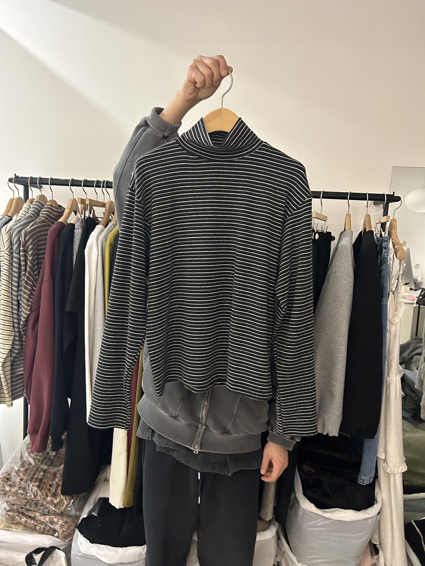 AS THOUGHT東大門㊣代購女裝新款推薦熱賣25秋冬長袖T恤條紋AS THOUGHT長袖T恤圖色4