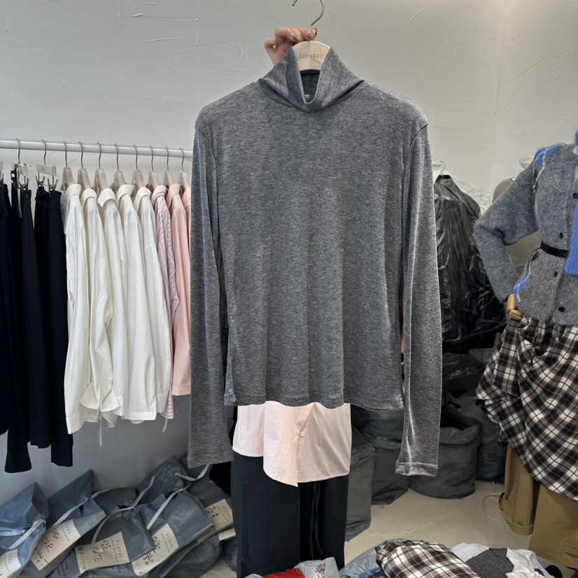 FLORAL韓國代購㊣女士新款熱賣職業真品25秋冬長袖T恤天絲羊毛FLORAL長袖T恤圖色2