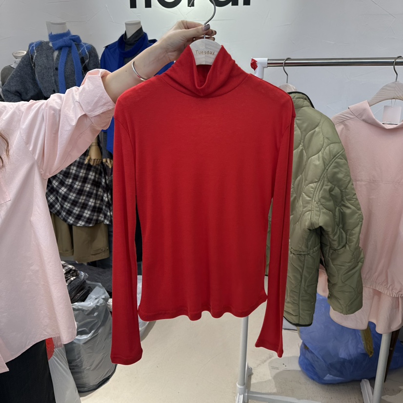 FLORAL韓國代購㊣女士新款熱賣職業真品25秋冬長袖T恤天絲羊毛FLORAL長袖T恤圖色3