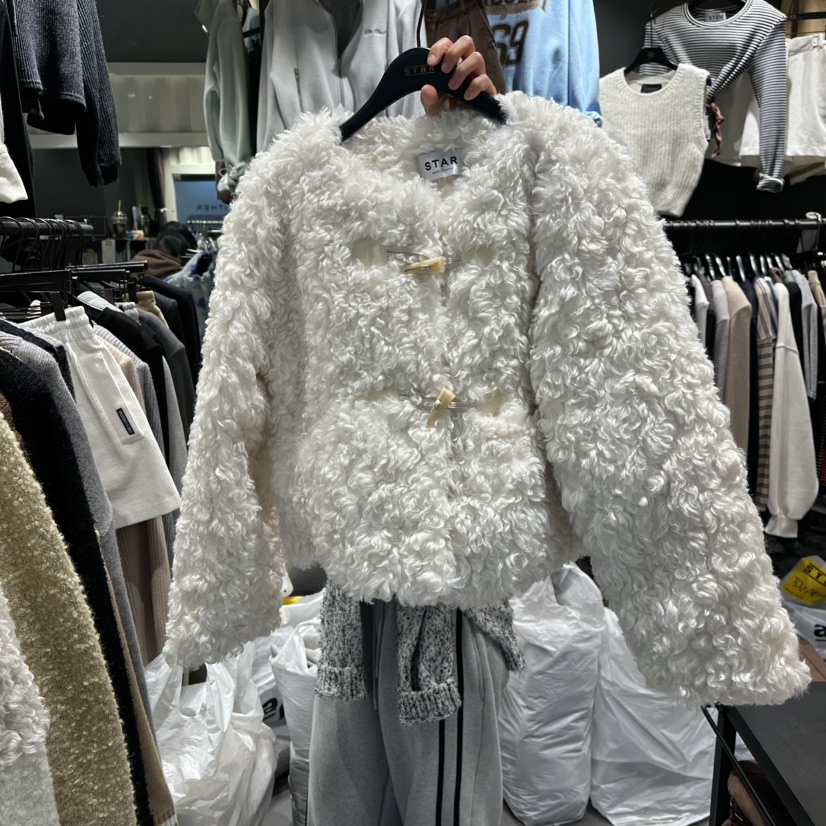 LONE STAR韓國直郵㊣女裝新品職業人氣25秋冬短款大衣皮草LONE STAR短款大衣圖色2