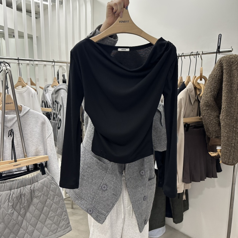 VENEFIT韓國代購㊣女裝新品時尚人氣25秋冬職業熱賣長袖T恤VENEFIT/JENNIE長袖T恤圖色4