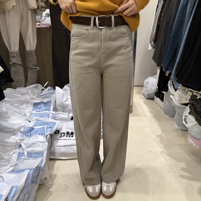 MELO東大門㊣實拍女裝新款職業人氣推薦熱賣牛仔褲含腰帶加絨MELO牛仔褲圖色1