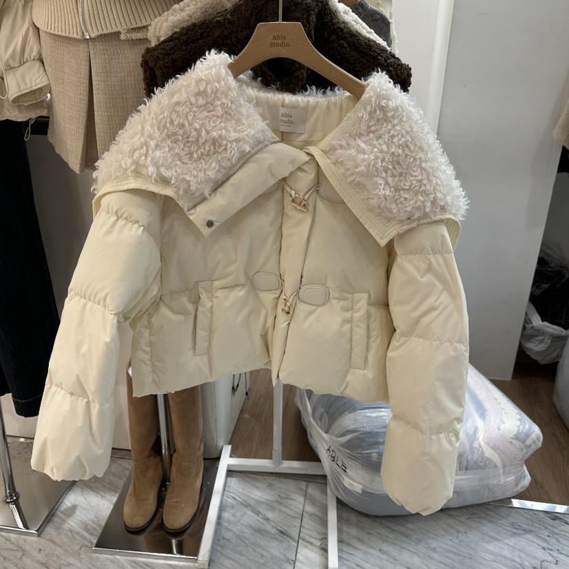 ABLESTUDIO東大門㊣代購女士新款推薦人氣短款羽絨服紐扣鴨絨ABLESTUDIO短款羽絨服圖色1