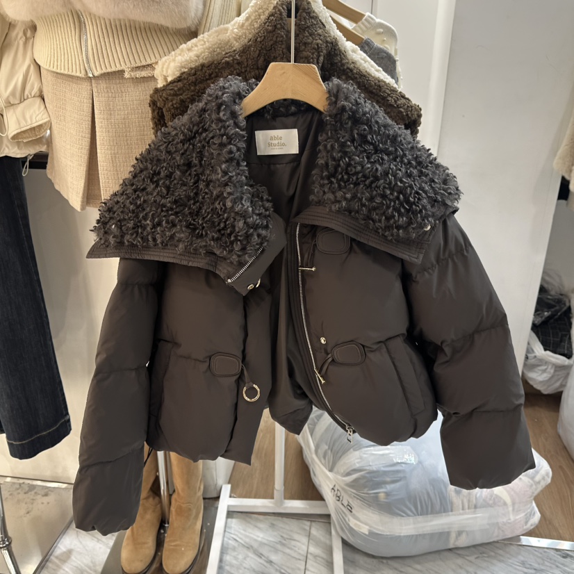 ABLESTUDIO東大門㊣代購女士新款推薦人氣短款羽絨服紐扣鴨絨ABLESTUDIO短款羽絨服圖色2
