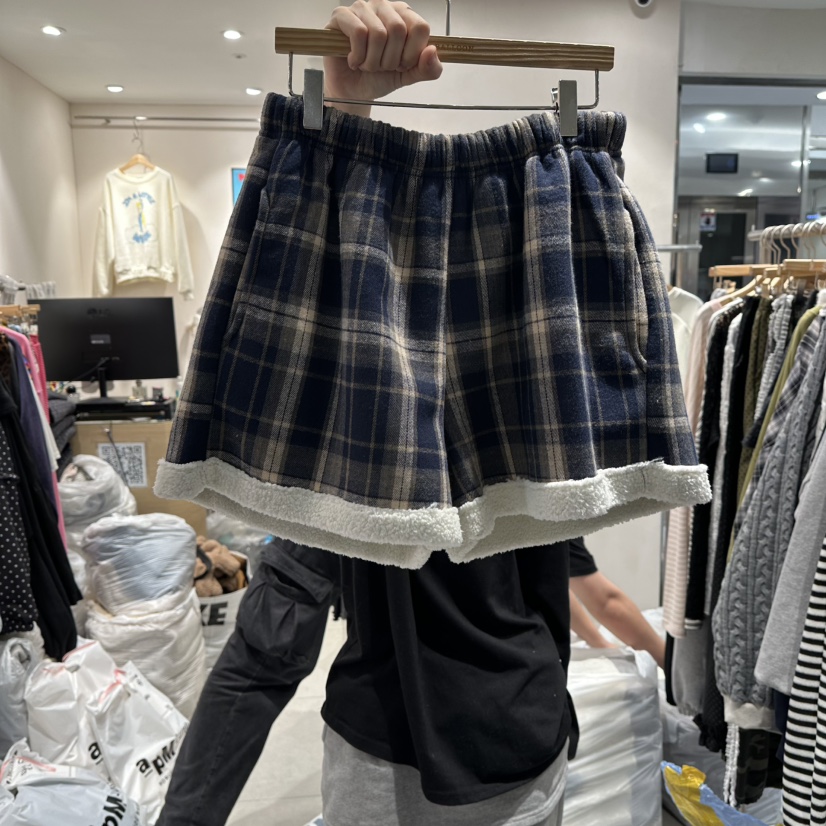 J.BALLOON韓國代購㊣女士新款推薦熱賣時尚休閑人氣短褲格子J.BALLOON短褲圖色2