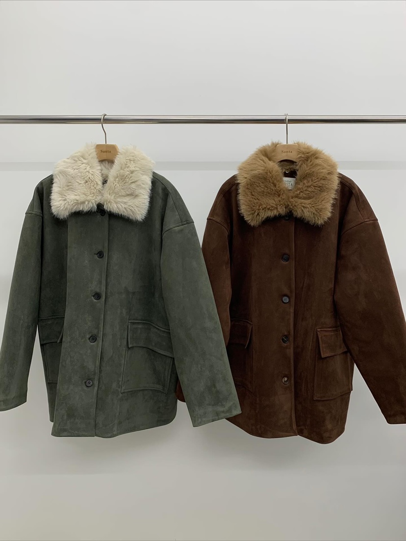 LOVE MY SANTA東大門㊣代購女裝新款25秋冬熱賣中長款大衣絨Santa/LOVE MY SANTA中長款大衣