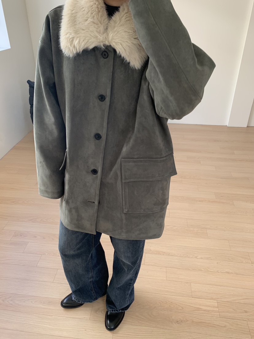 LOVE MY SANTA東大門㊣代購女裝新款25秋冬熱賣中長款大衣絨Santa/LOVE MY SANTA中長款大衣圖色1