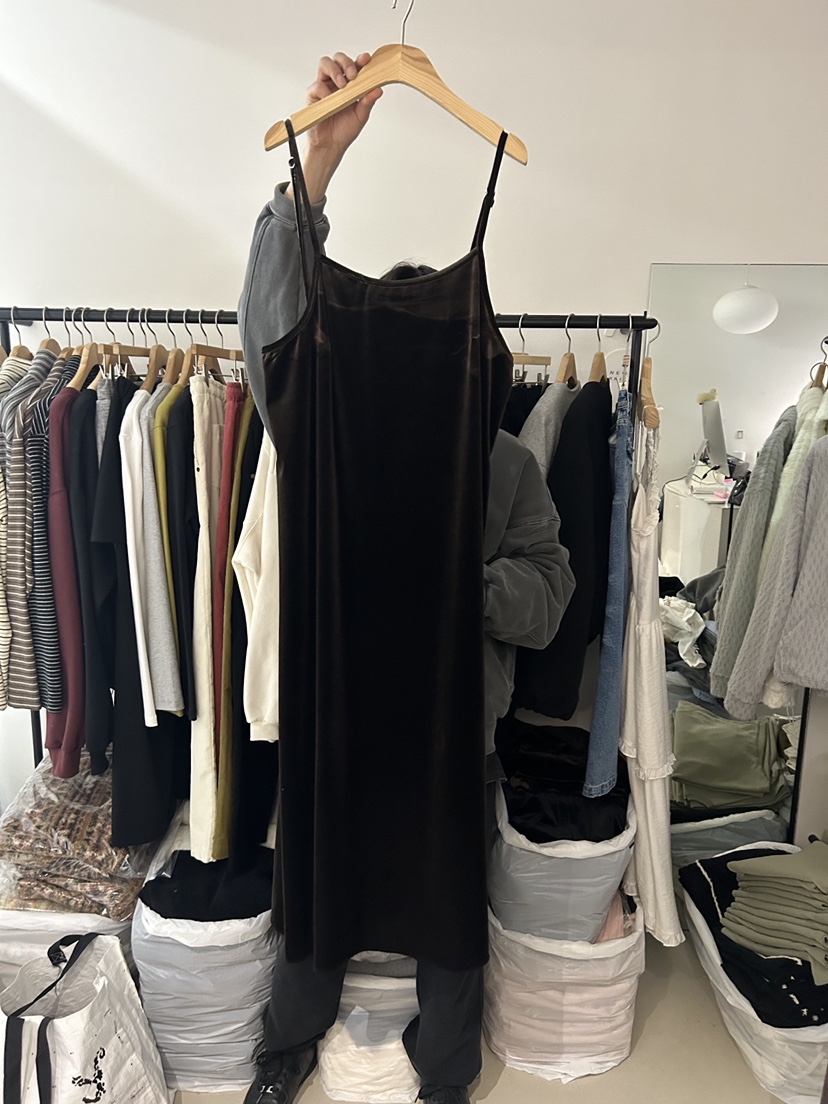 AS THOUGHT韓國代購㊣女士新款推薦職業人氣休閑連衣裙絲絨AS THOUGHT連衣裙圖色1