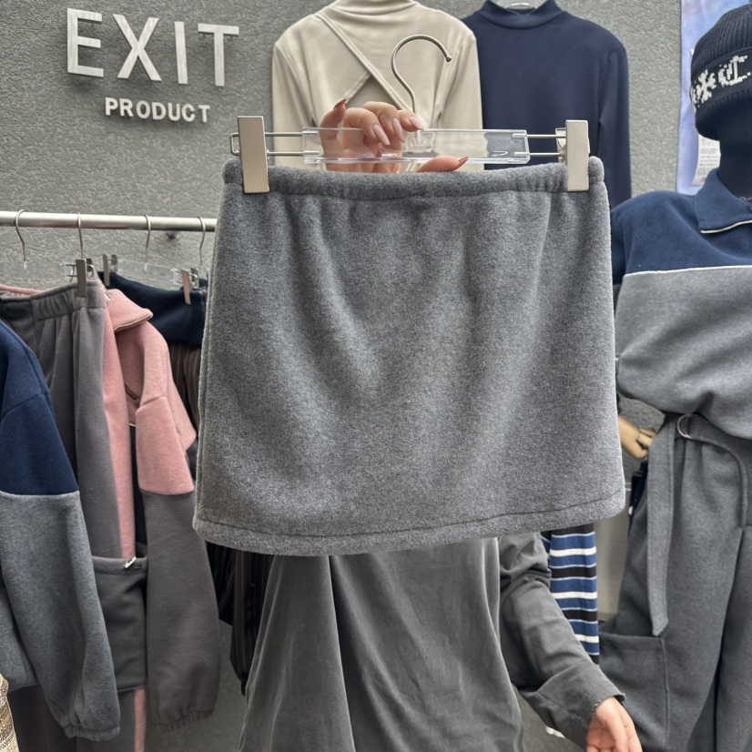 EXIT韓國代購㊣女士新品推薦時尚25秋冬職業休閑裙褲口袋抓絨EXIT裙褲