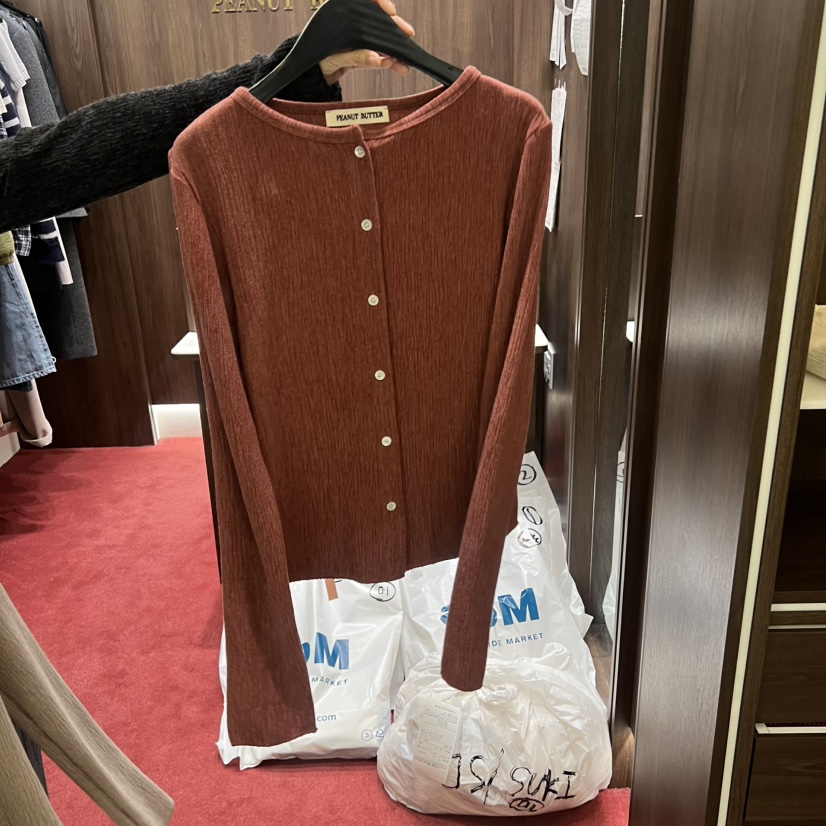 PEANUT BUTTER東大門㊣代購女士新款推薦25秋冬職業長袖T恤PEANUT BUTTER長袖T恤圖色2